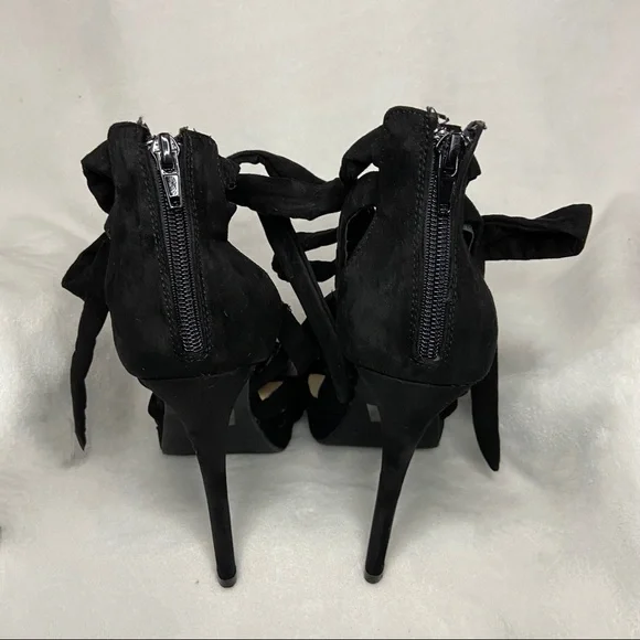 Lounge Suede Crisscross Leg Wrap Stiletto Heel - Picture 6 of 13